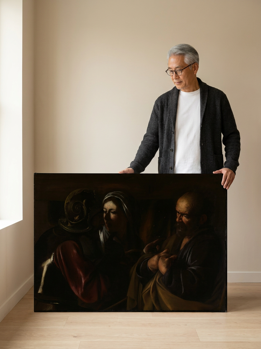 Held for scale — 48 x 32 inch canvas