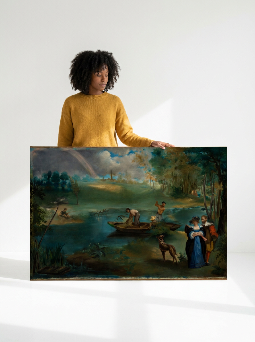 Held for scale — 48 x 32 inch canvas
