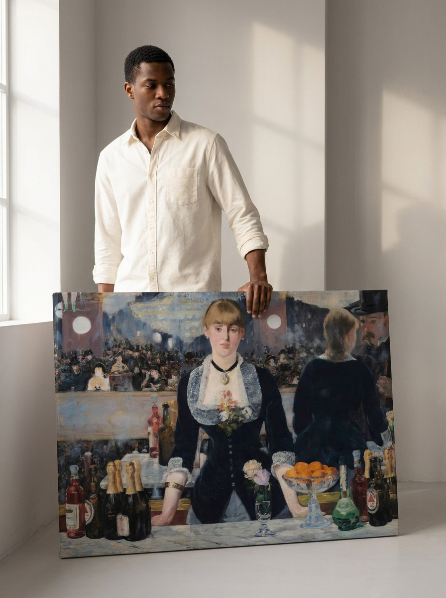 Held for scale — 48 x 32 inch canvas
