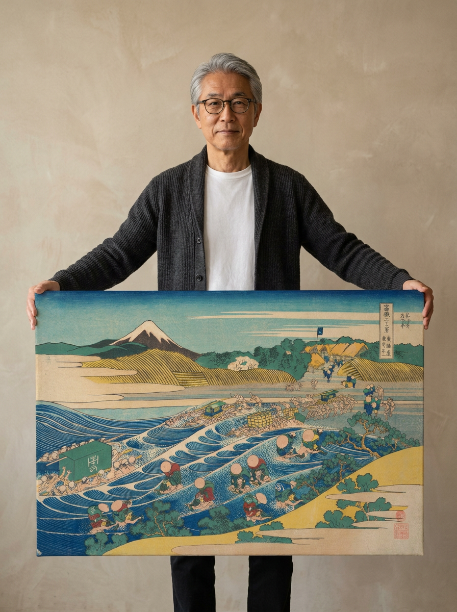 Held for scale — 36 x 24 inch canvas