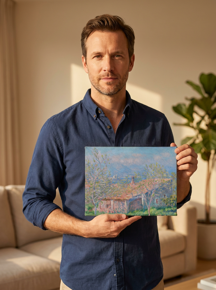Held for scale — 10 x 8 inch canvas