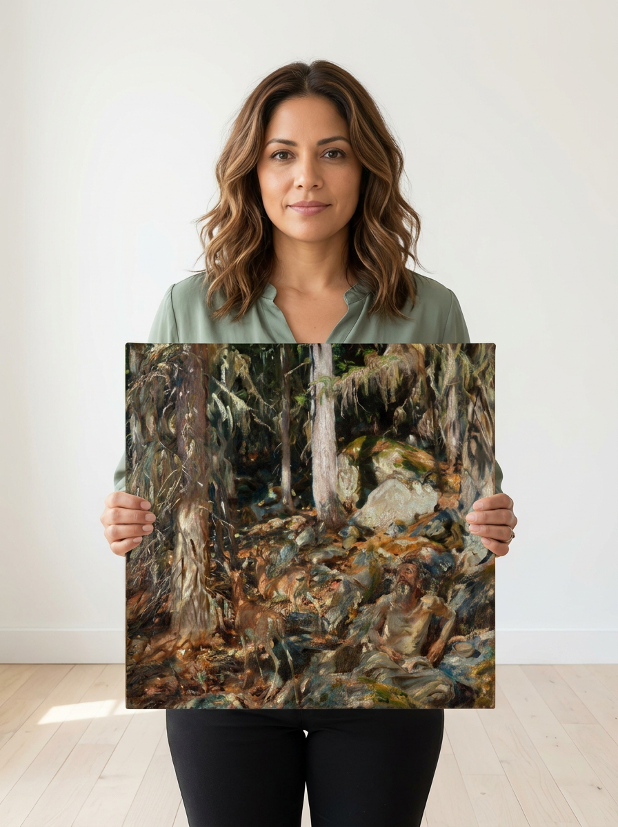 Held for scale — 12 x 12 inch canvas