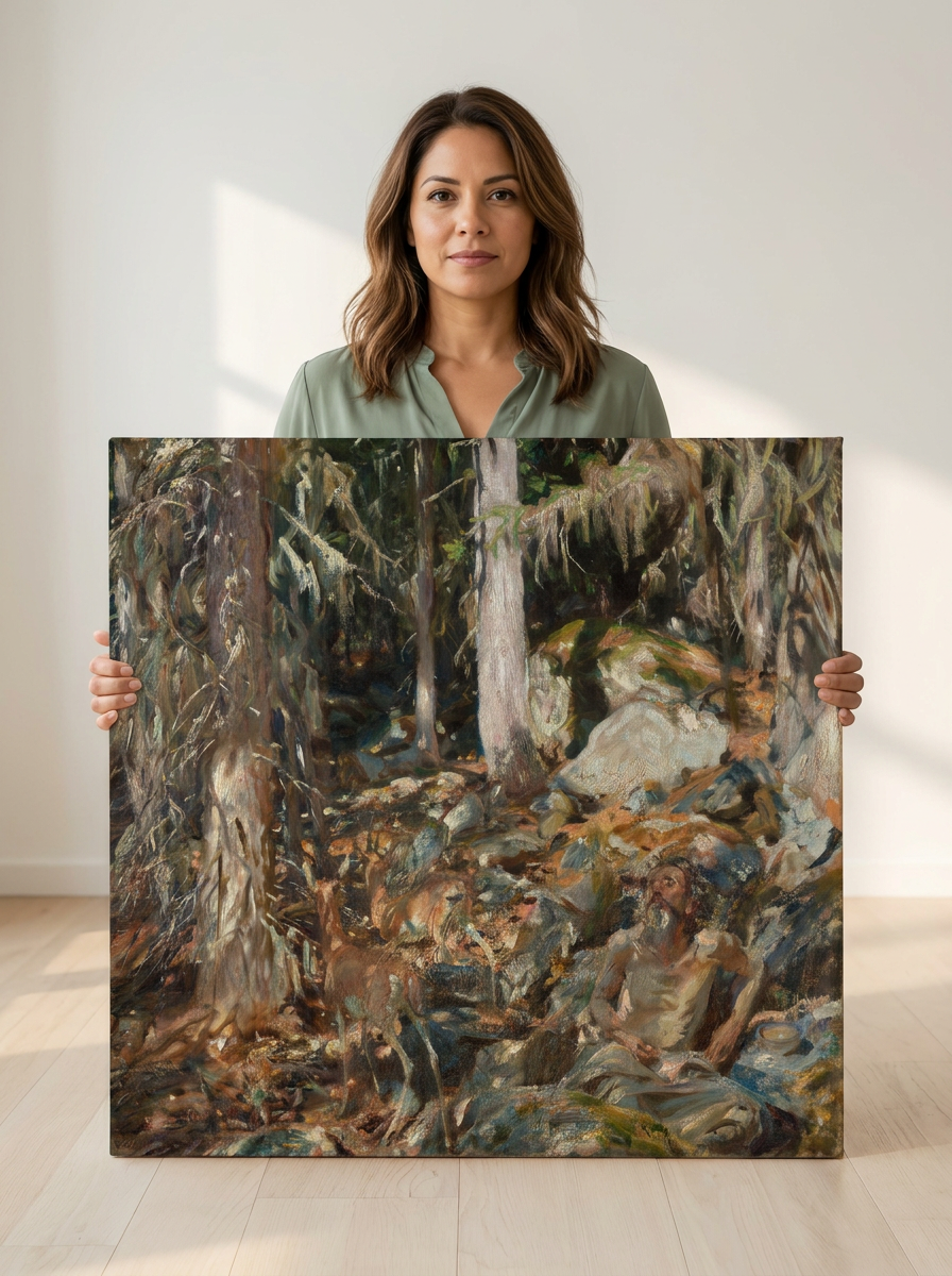 Held for scale — 24 x 24 inch canvas