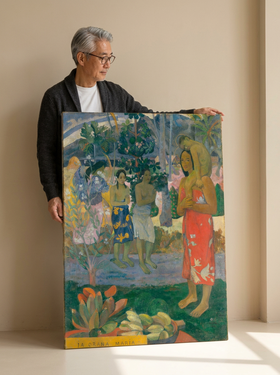 Held for scale — 32 x 48 inch canvas