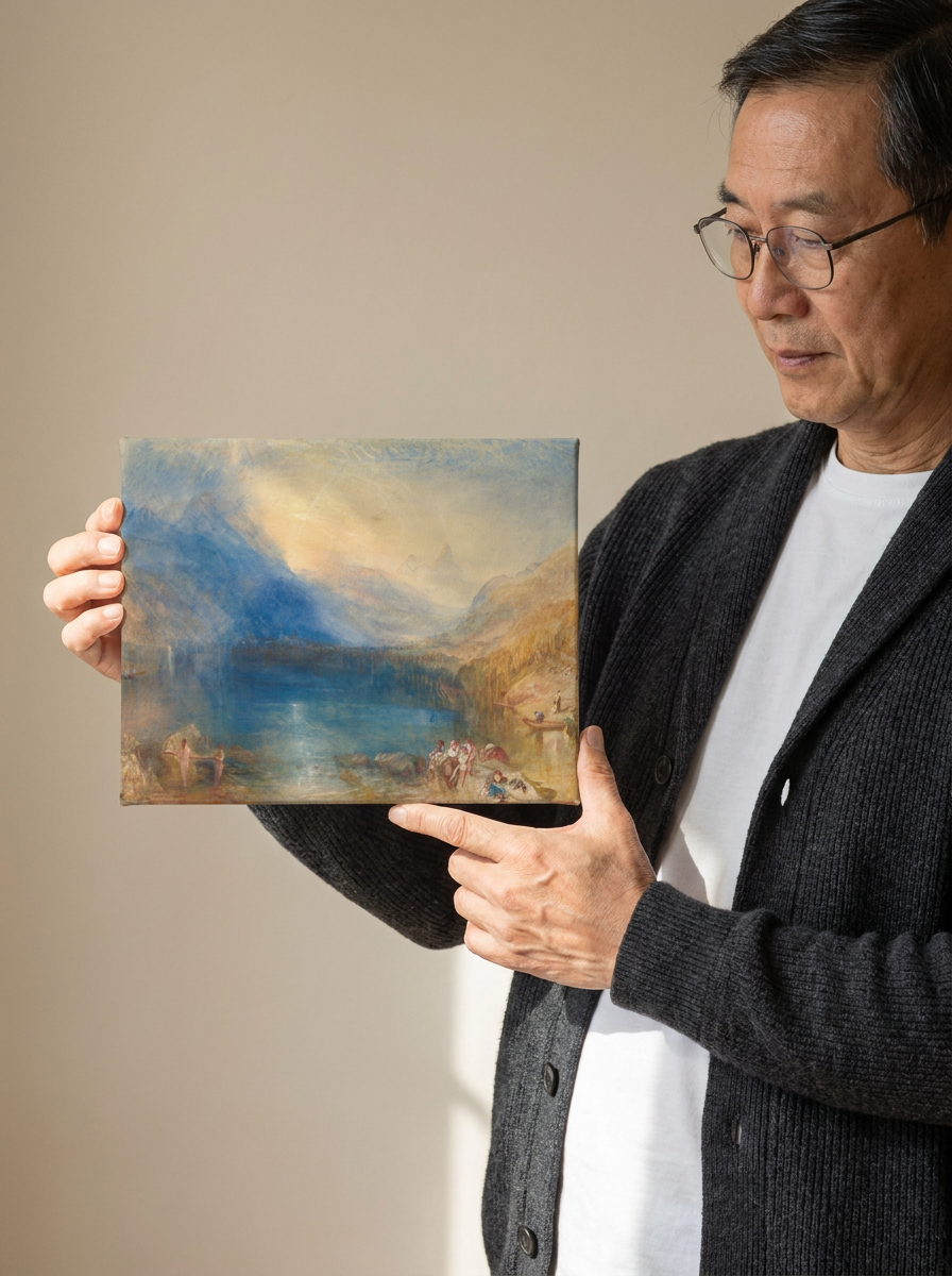 Held for scale — 10 x 8 inch canvas