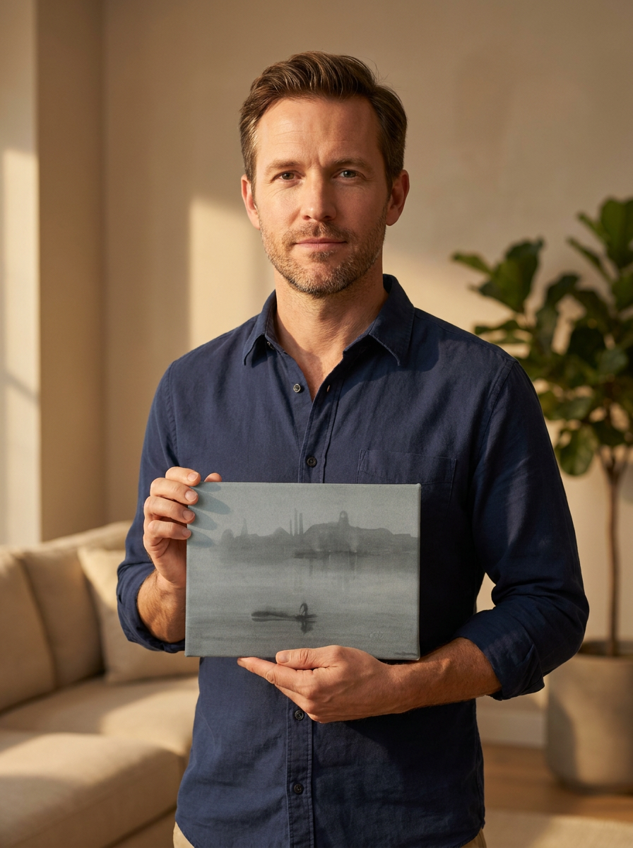 Held for scale — 10 x 8 inch canvas