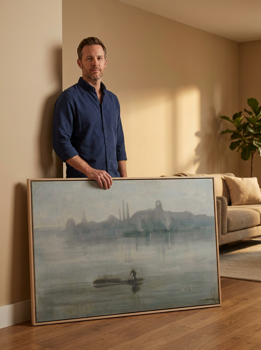Held for scale — 48 x 32 inch canvas