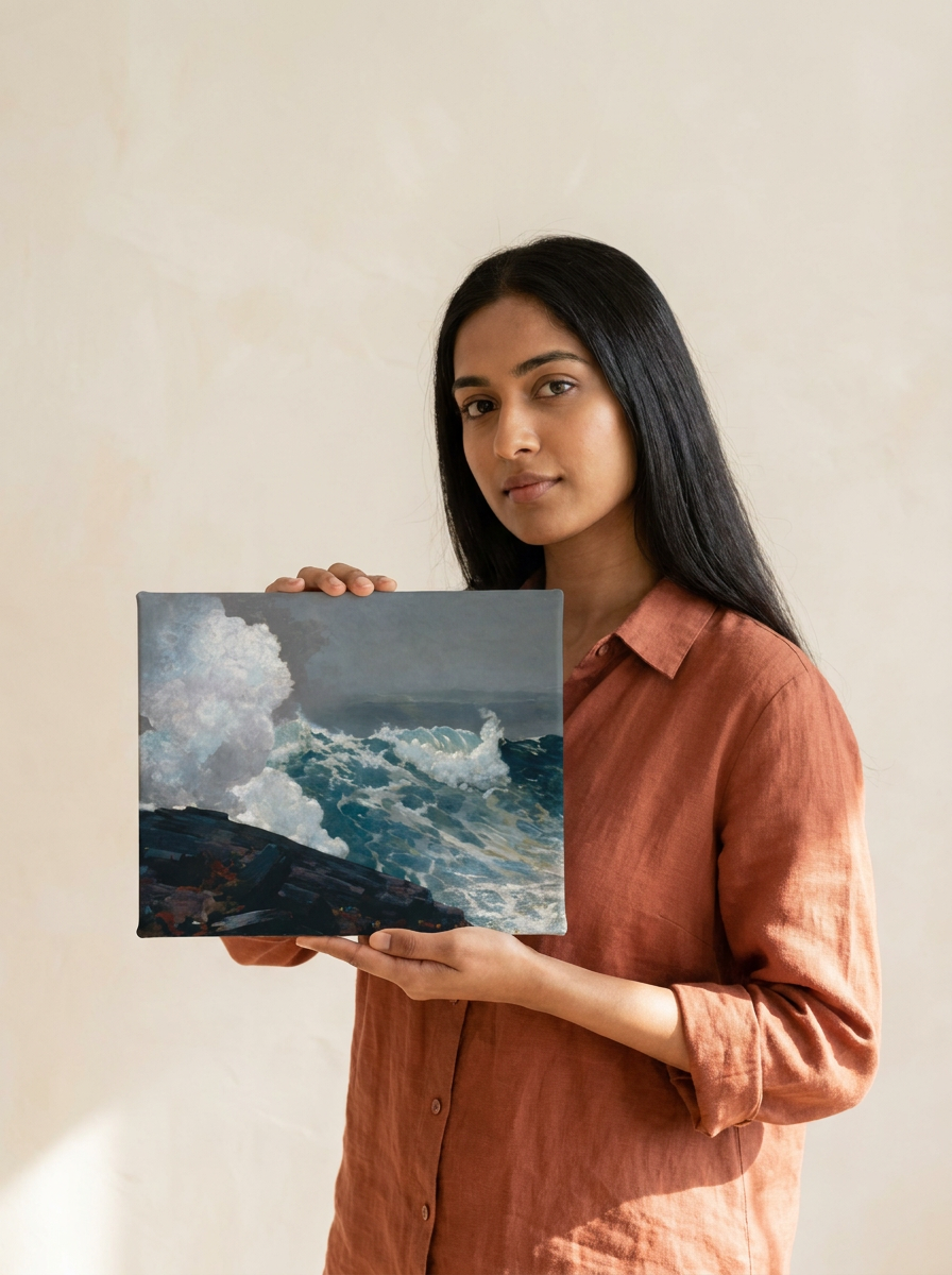 Held for scale — 10 x 8 inch canvas