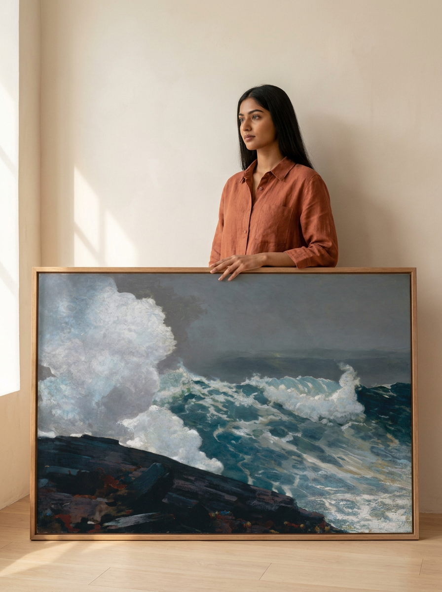 Held for scale — 48 x 32 inch canvas