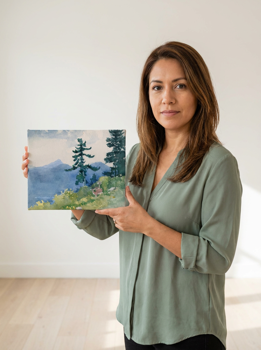 Held for scale — 10 x 8 inch canvas