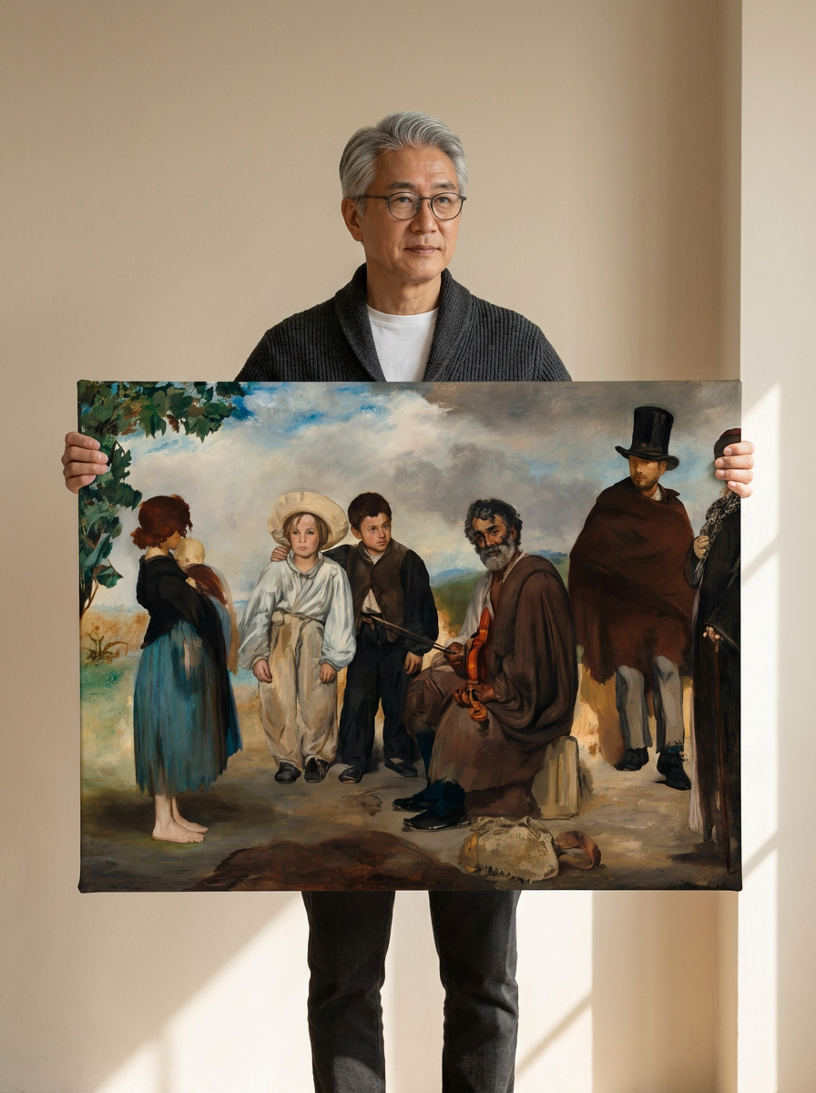 Held for scale — 36 x 24 inch canvas