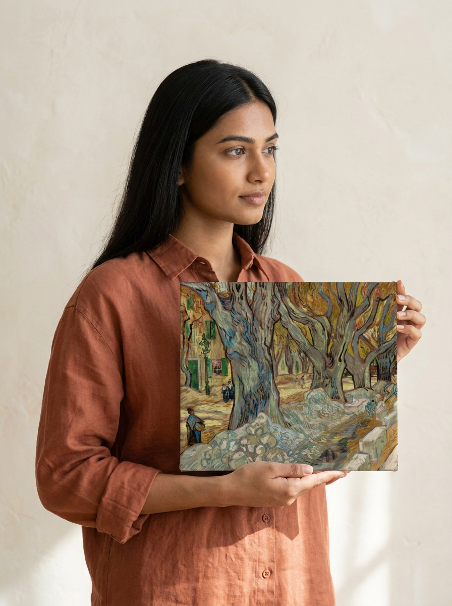 Held for scale — 10 x 8 inch canvas