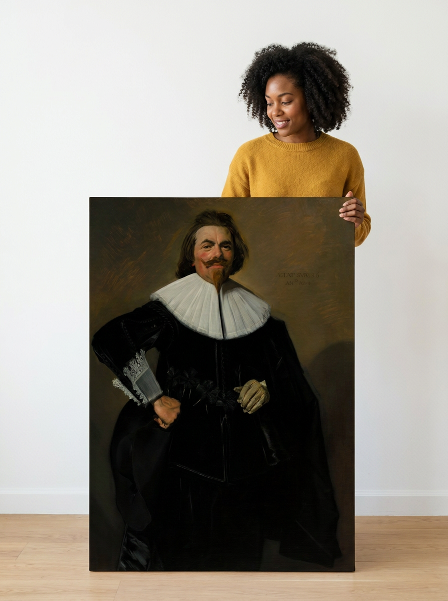 Held for scale — 32 x 48 inch canvas