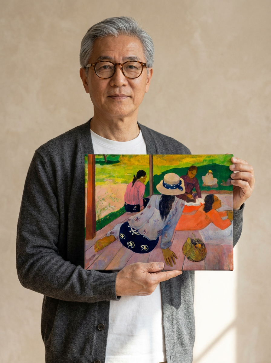 Held for scale — 48 x 32 inch canvas