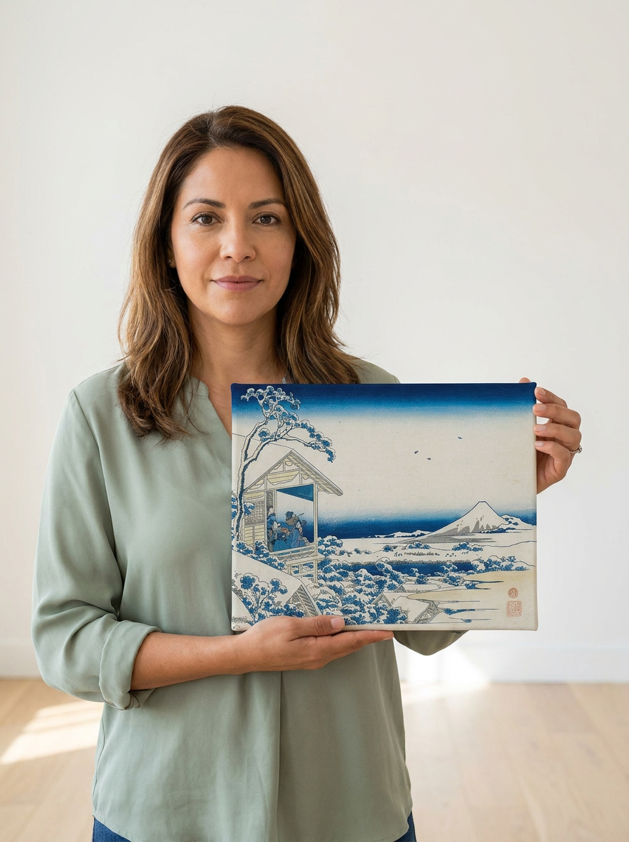 Held for scale — 10 x 8 inch canvas