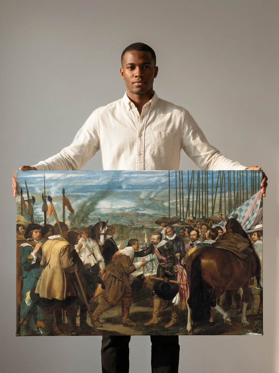 Held for scale — 36 x 24 inch canvas