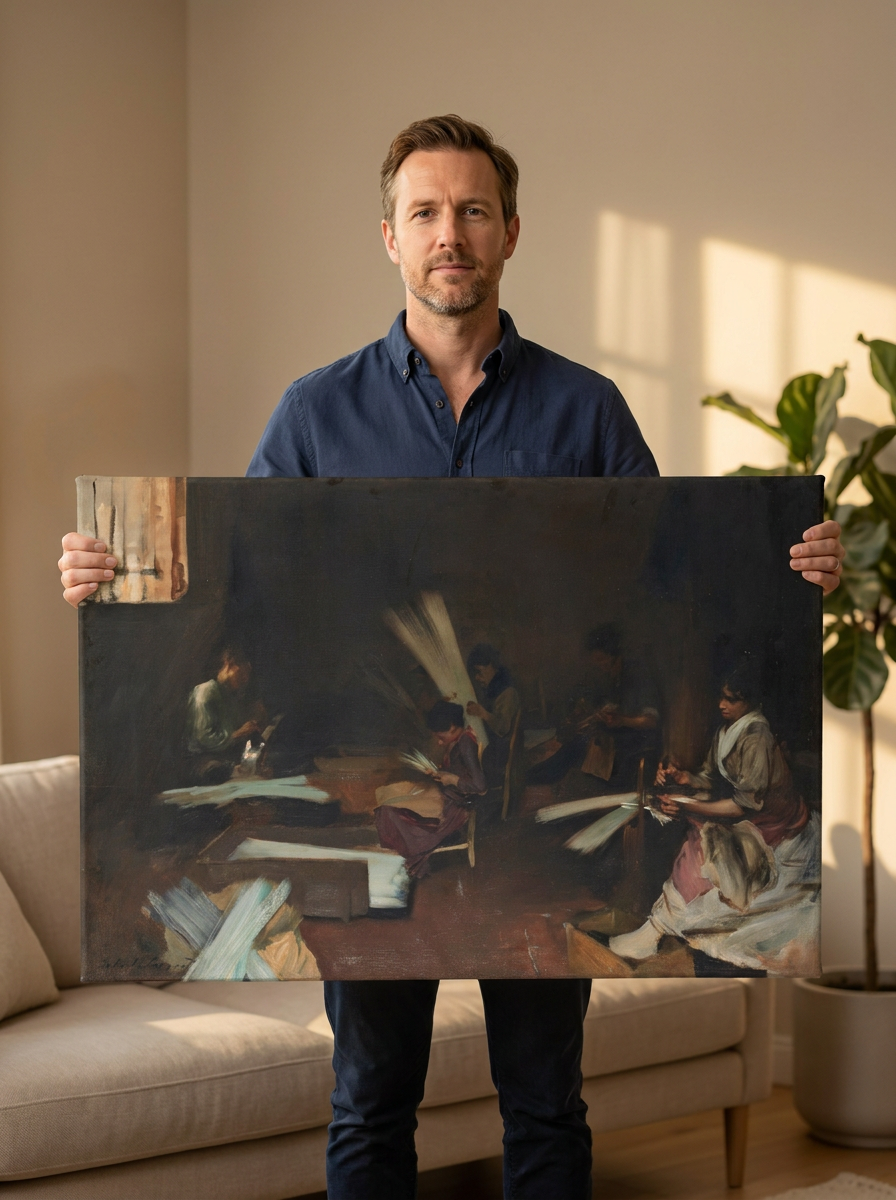 Held for scale — 36 x 24 inch canvas