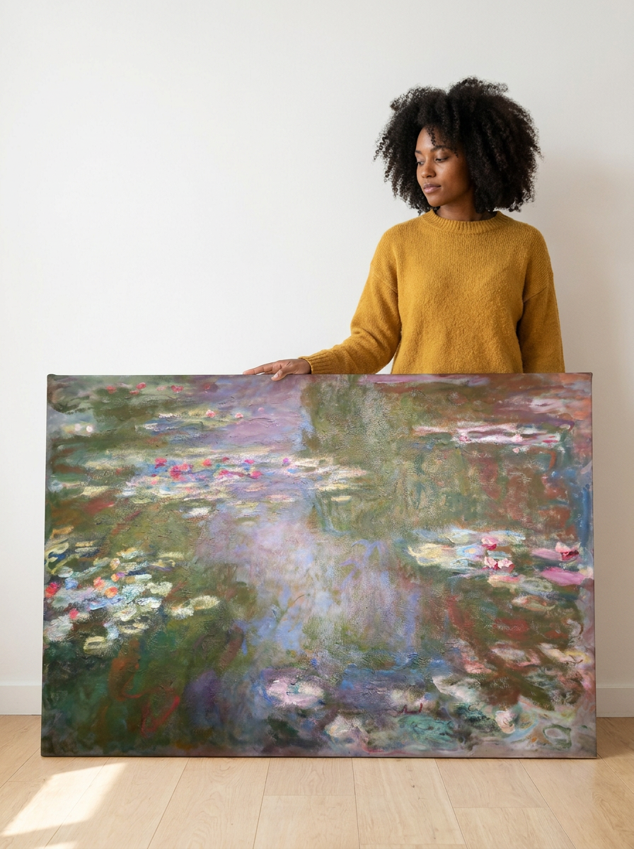 Held for scale — 48 x 32 inch canvas