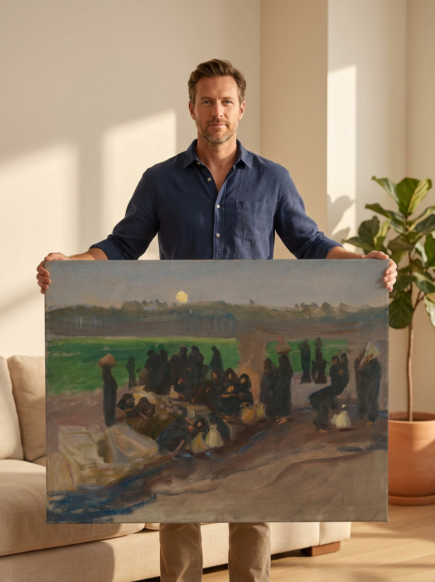 Held for scale — 36 x 24 inch canvas