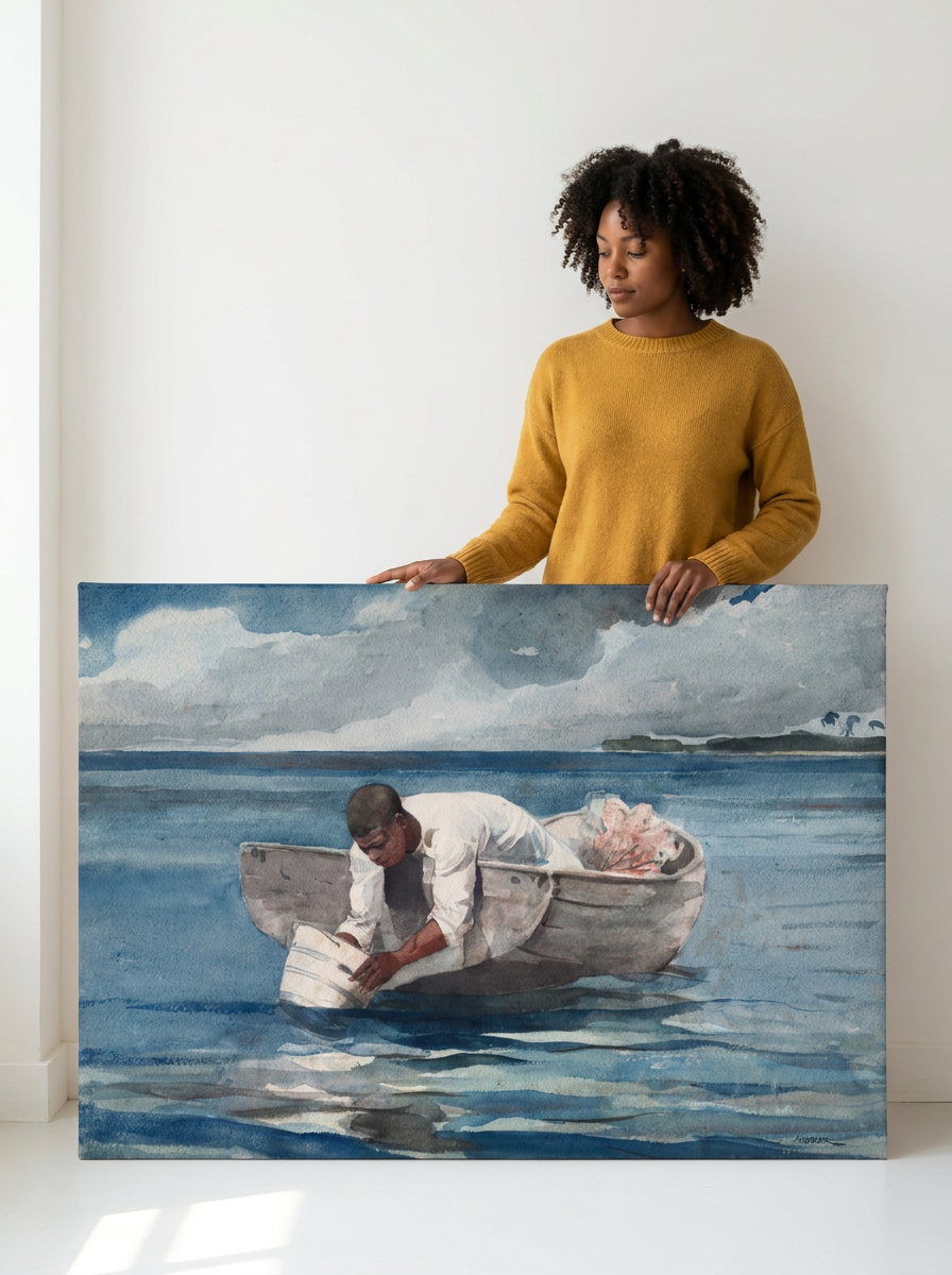 Held for scale — 48 x 32 inch canvas
