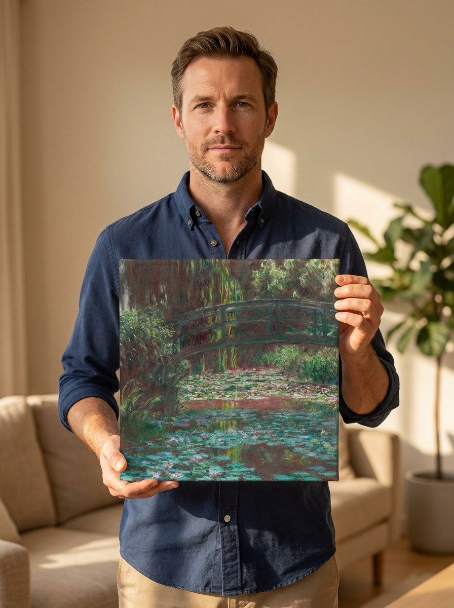 Held for scale — 12 x 12 inch canvas