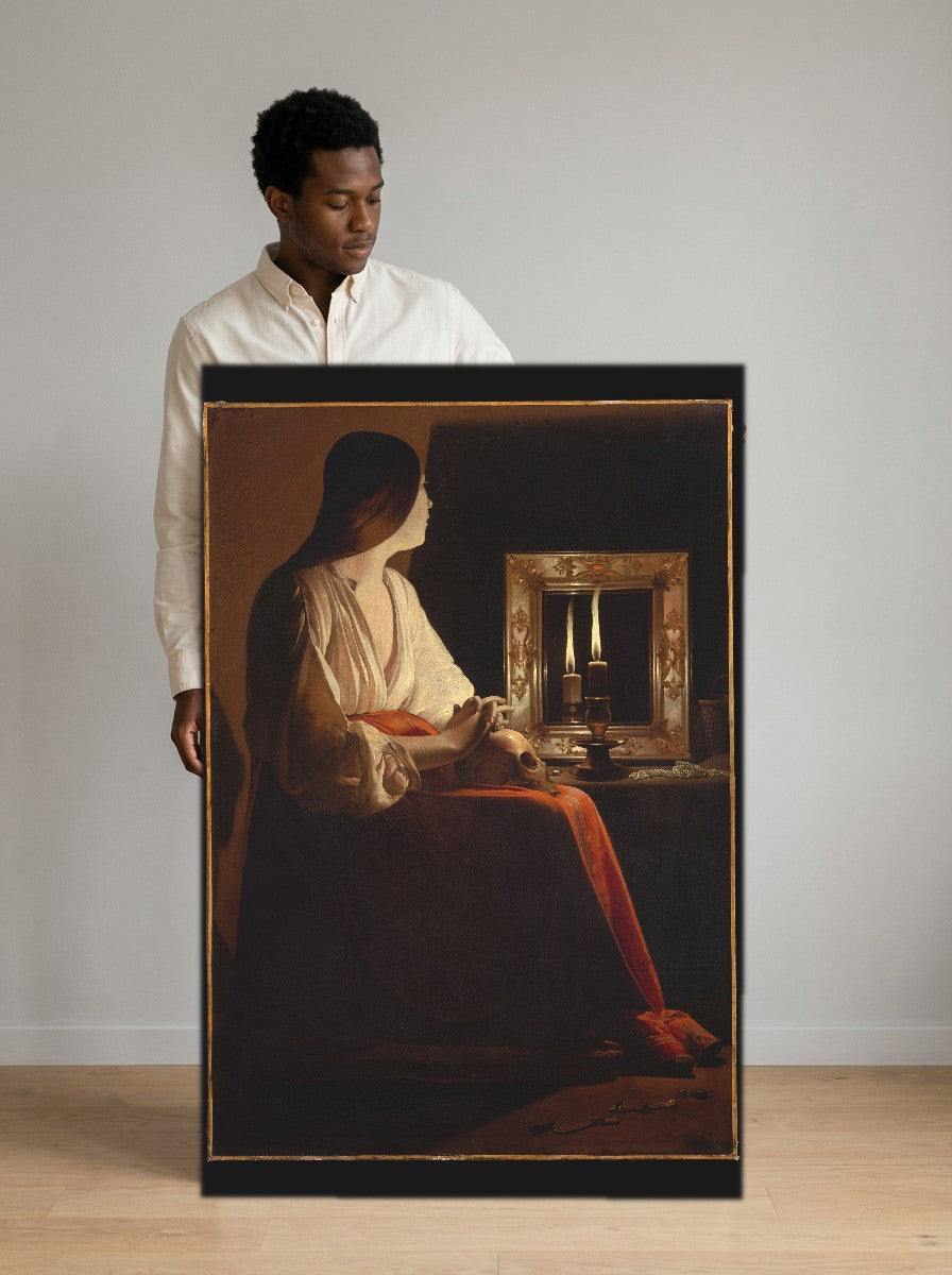 Held for scale — 32 x 48 inch canvas