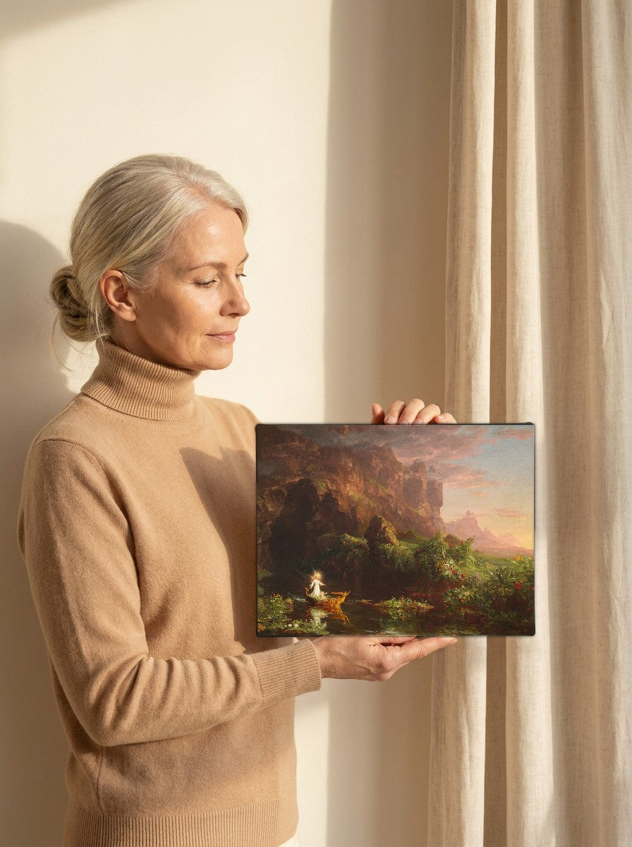 Held for scale — 10 x 8 inch canvas