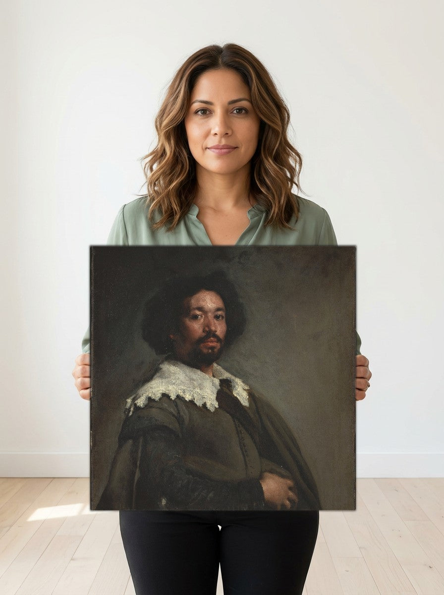 Held for scale — 12 x 12 inch canvas