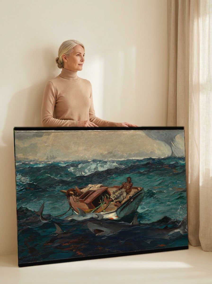 Held for scale — 48 x 32 inch canvas