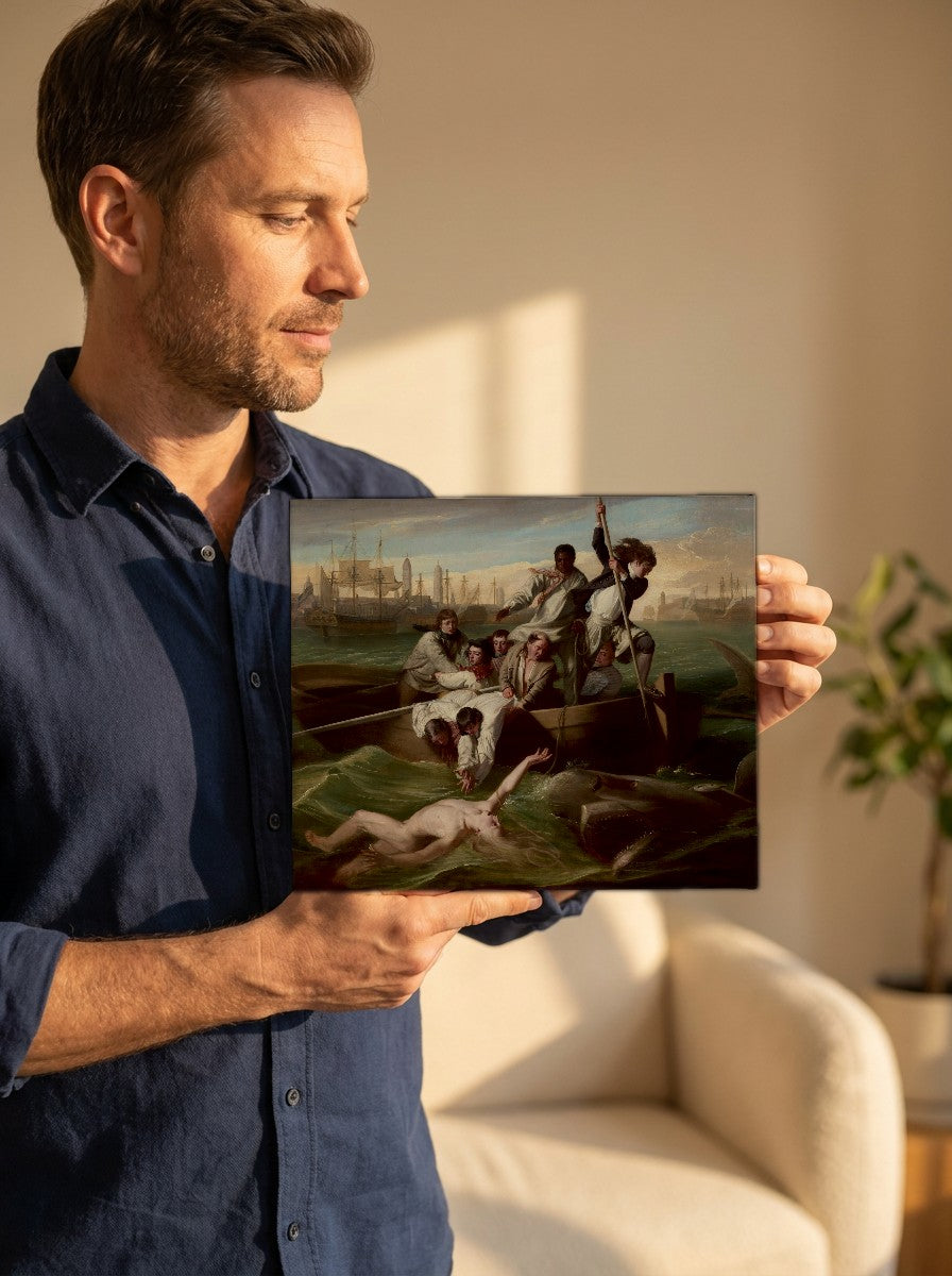 Held for scale — 10 x 8 inch canvas