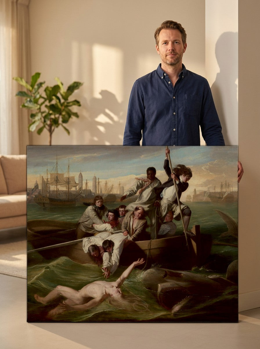 Held for scale — 48 x 32 inch canvas