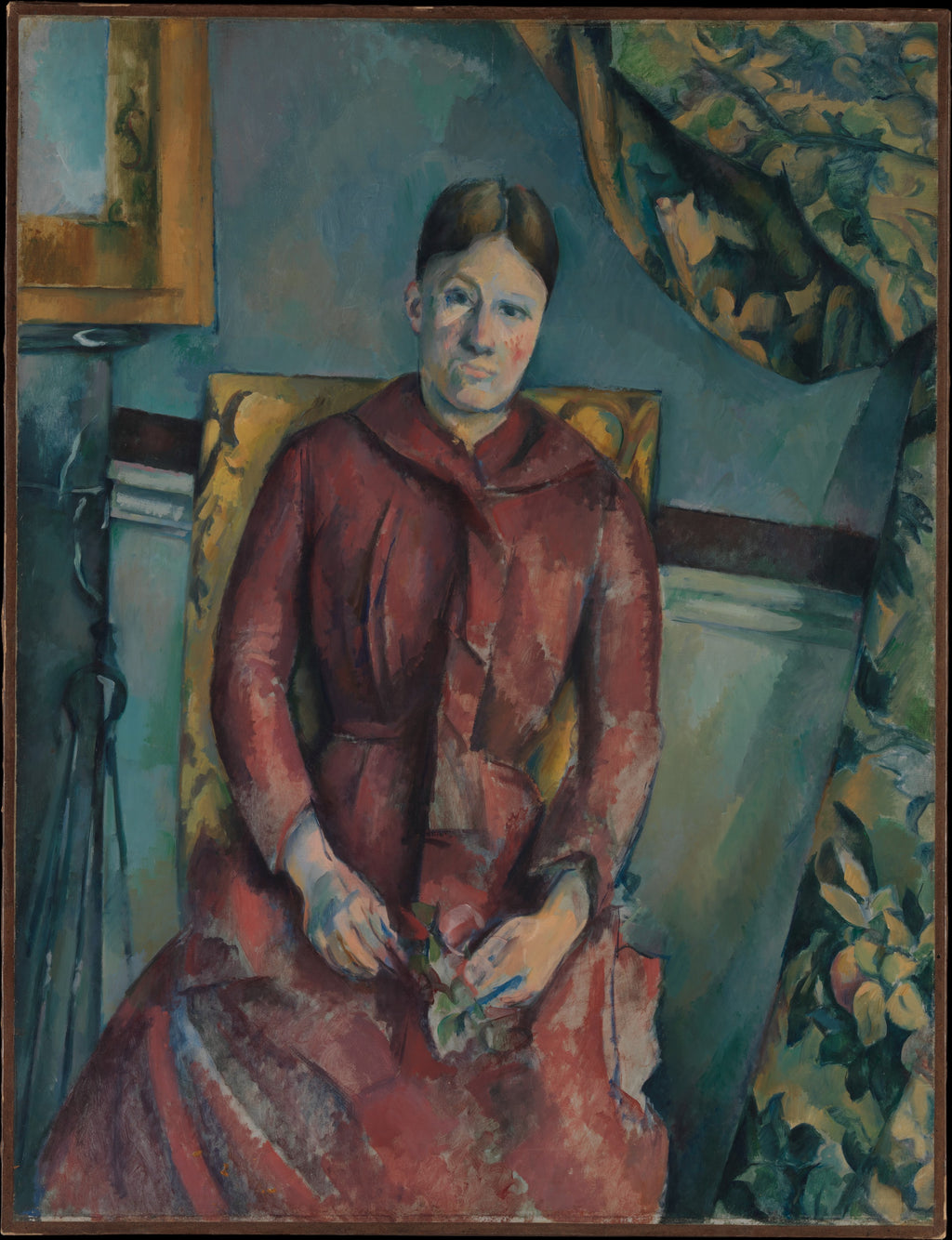 Madame Cézanne (Hortense Fiquet, 1850–1922) in a Red Dress — Paul Cézanne (1888–90)