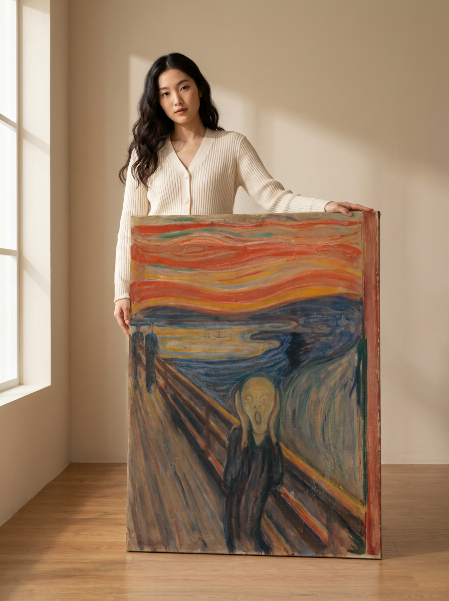 Held for scale — 32 x 48 inch canvas