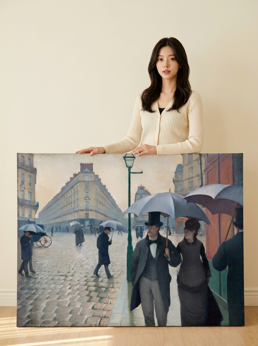 Held for scale — 48 x 32 inch canvas