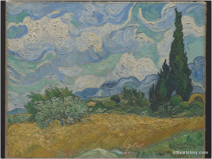 Wheat Field with Cypresses — animated (Little Art Story)