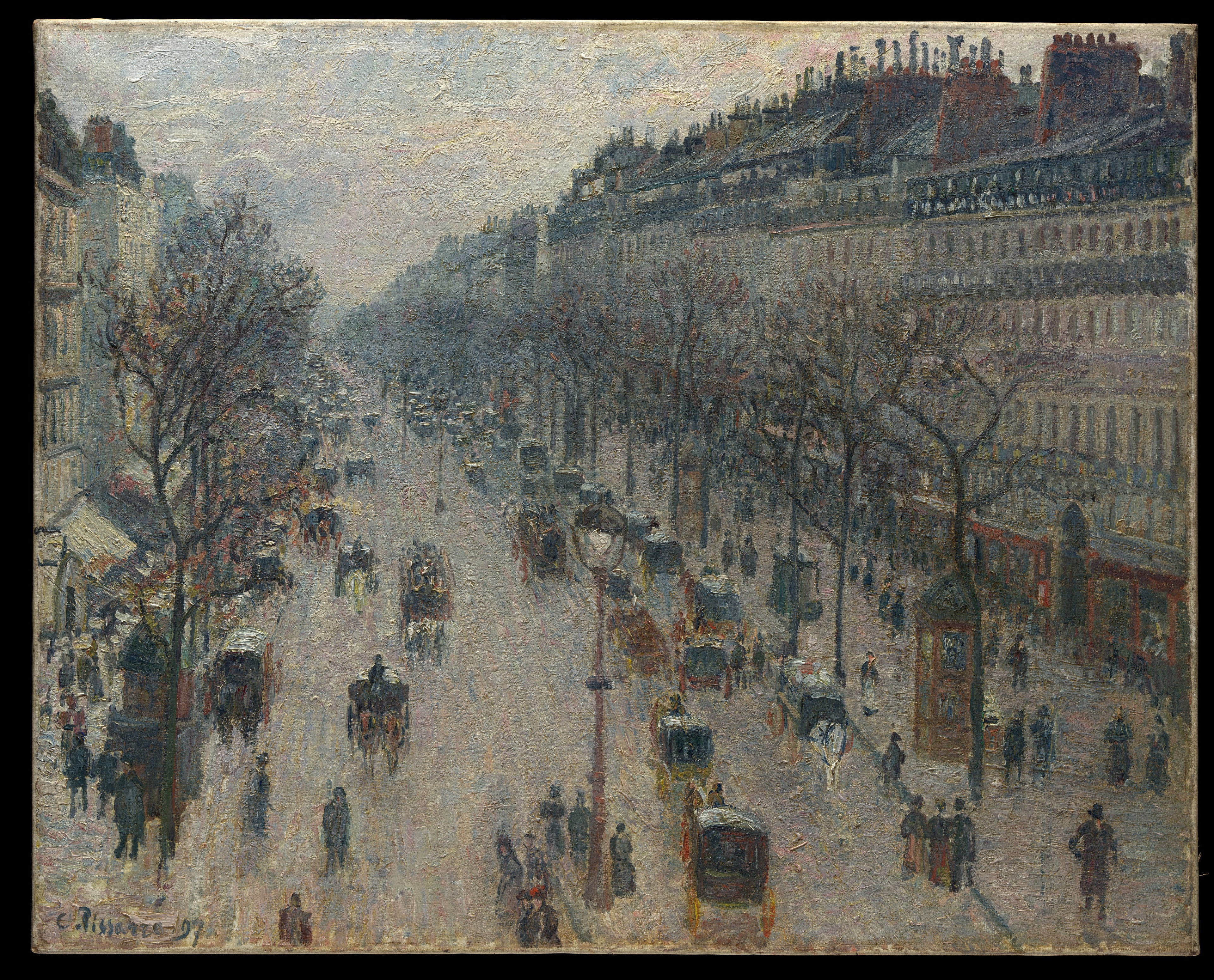 The Boulevard Montmartre on a Winter Morning — Camille Pissarro (1897)