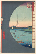 The Suijin Temple Grove, Uchikawa, and the Village of Sekiya — Utagawa Hiroshige (8th month 1857)