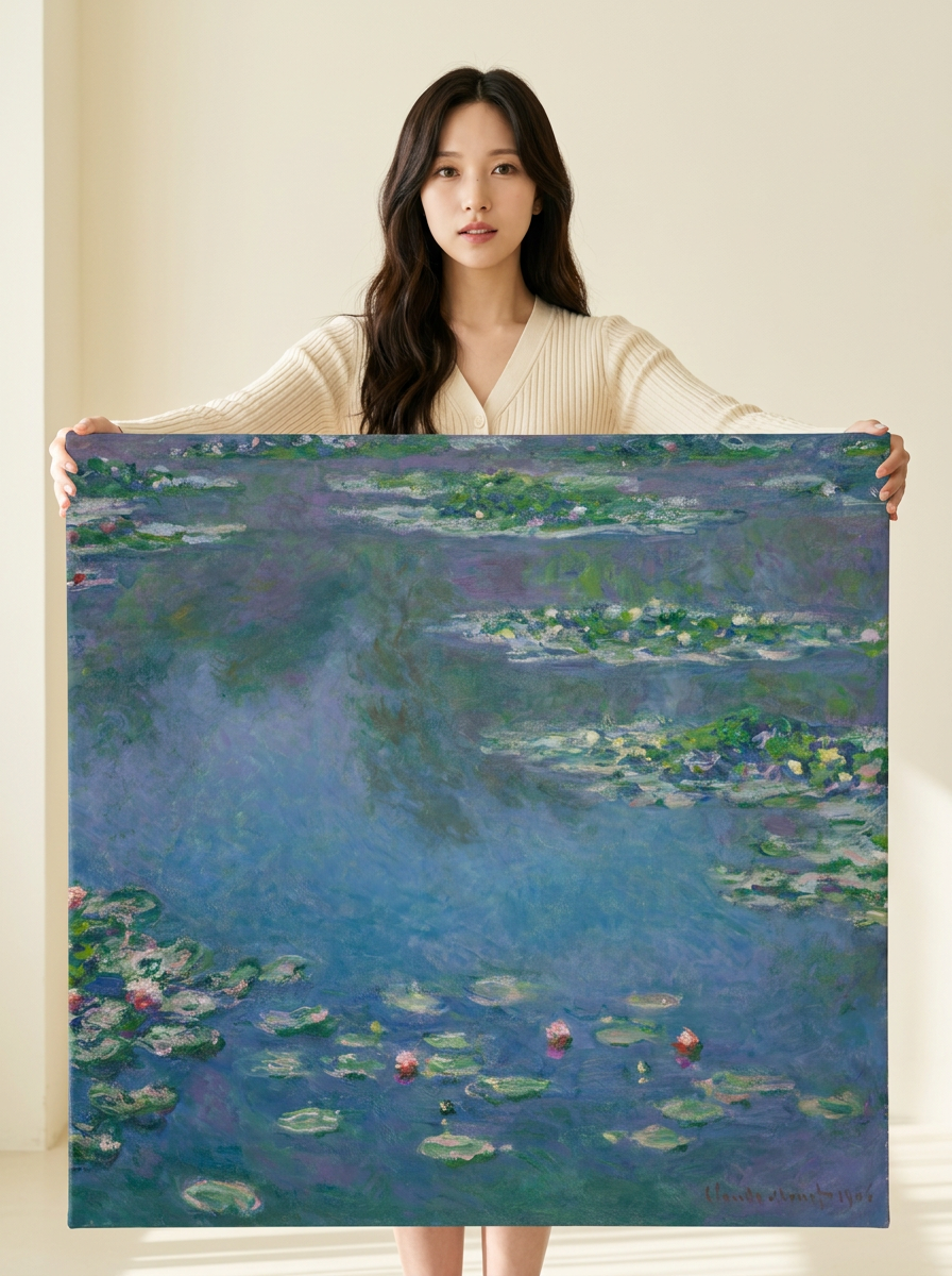 Held for scale — 32 x 32 inch canvas