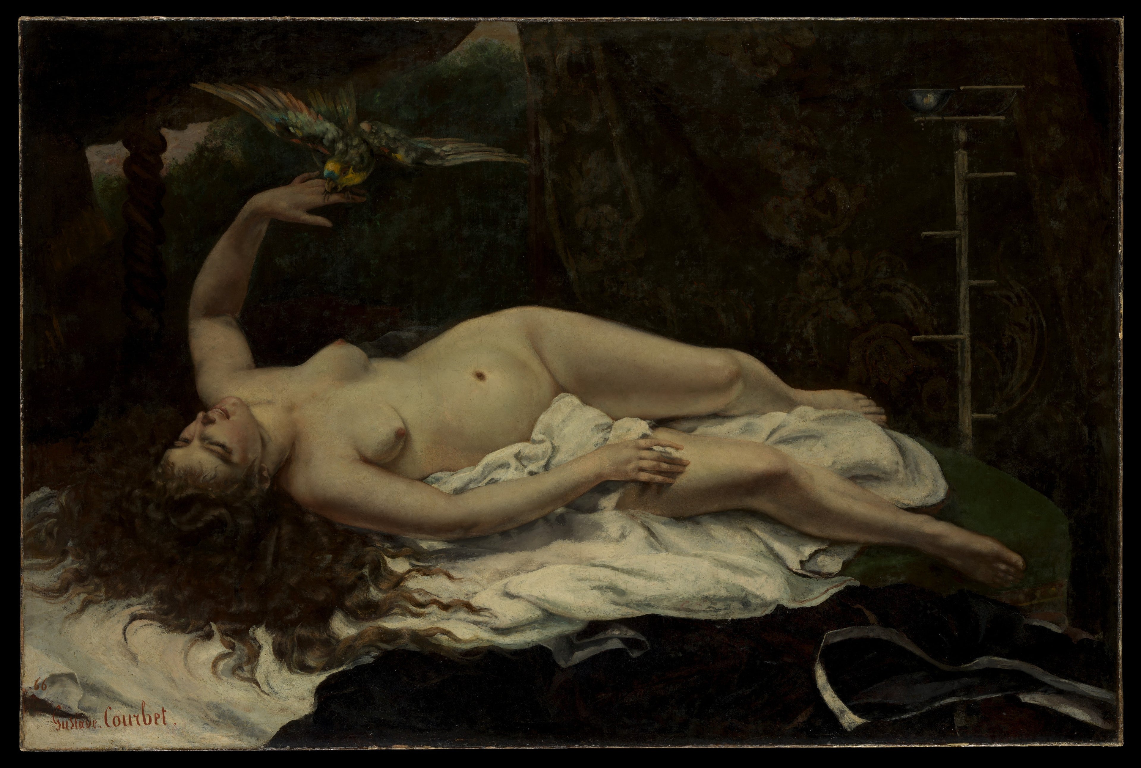 Woman with a Parrot — Gustave Courbet (1866)